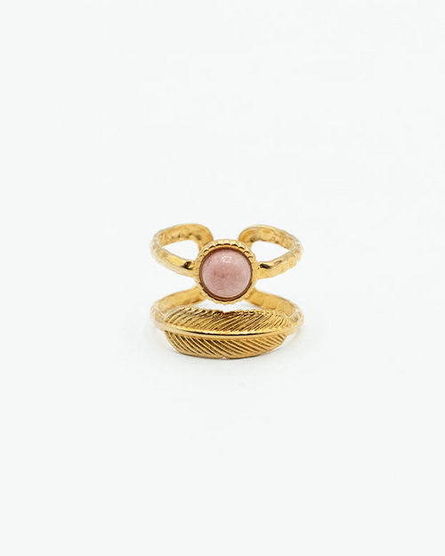 Anello - Piuma e pietra