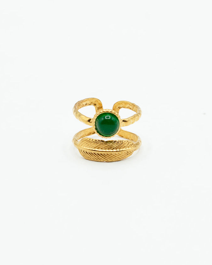 Anello - Piuma e pietra