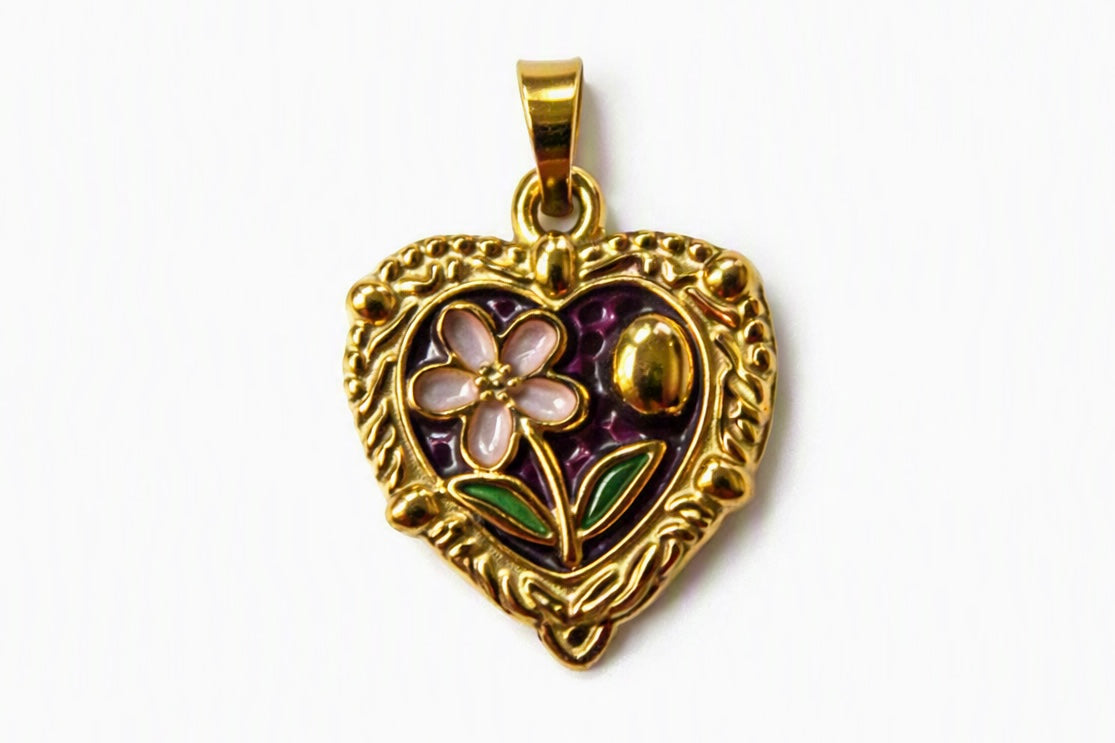 Charm Cuore con fiore