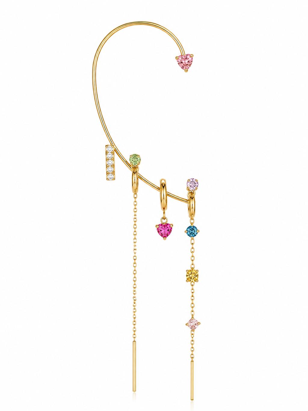 Ear cuff pendente con cristalli - Modello 4