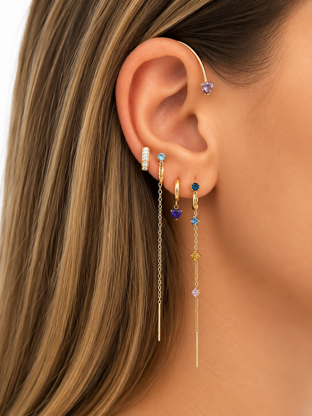 Ear cuff pendente con cristalli - Modello 1