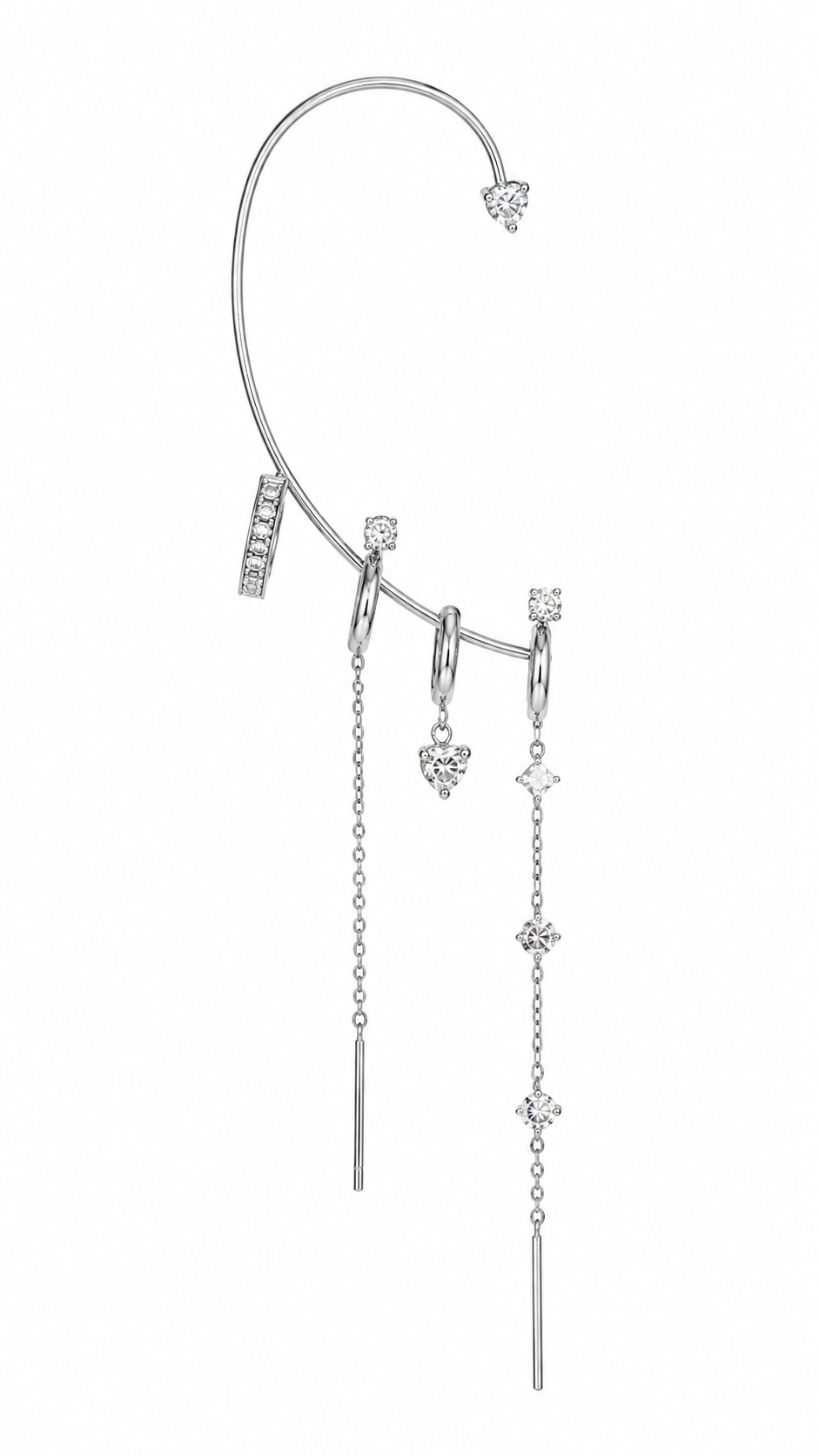Ear cuff pendente con cristalli - Modello 5