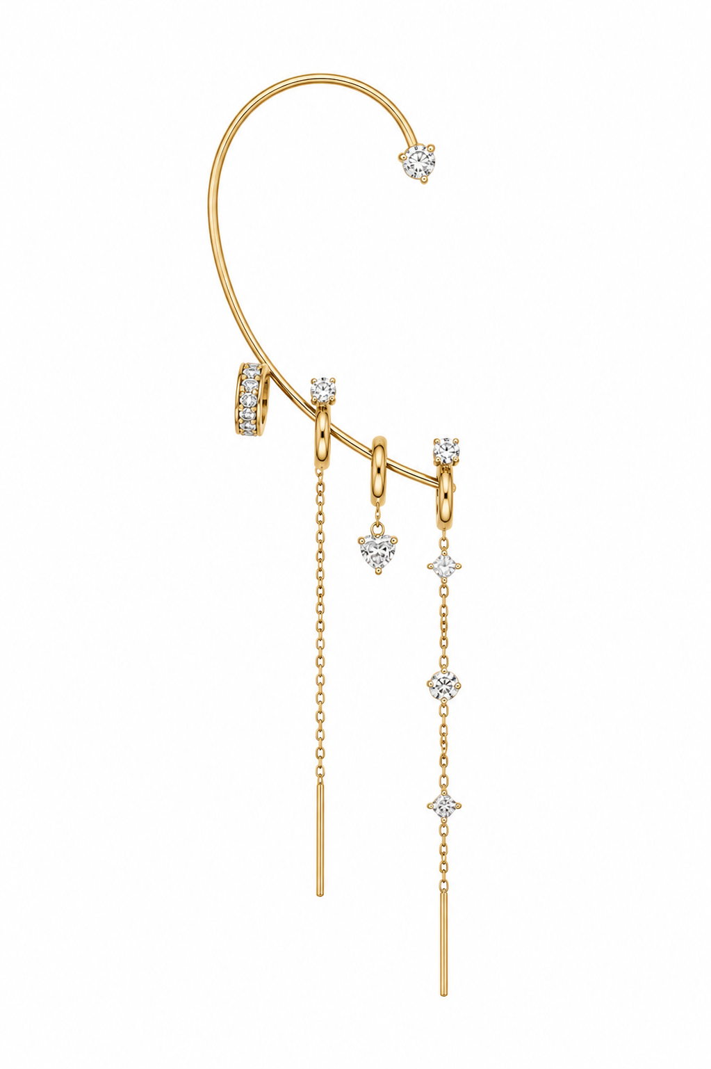 Ear cuff pendente con cristalli - Modello 3