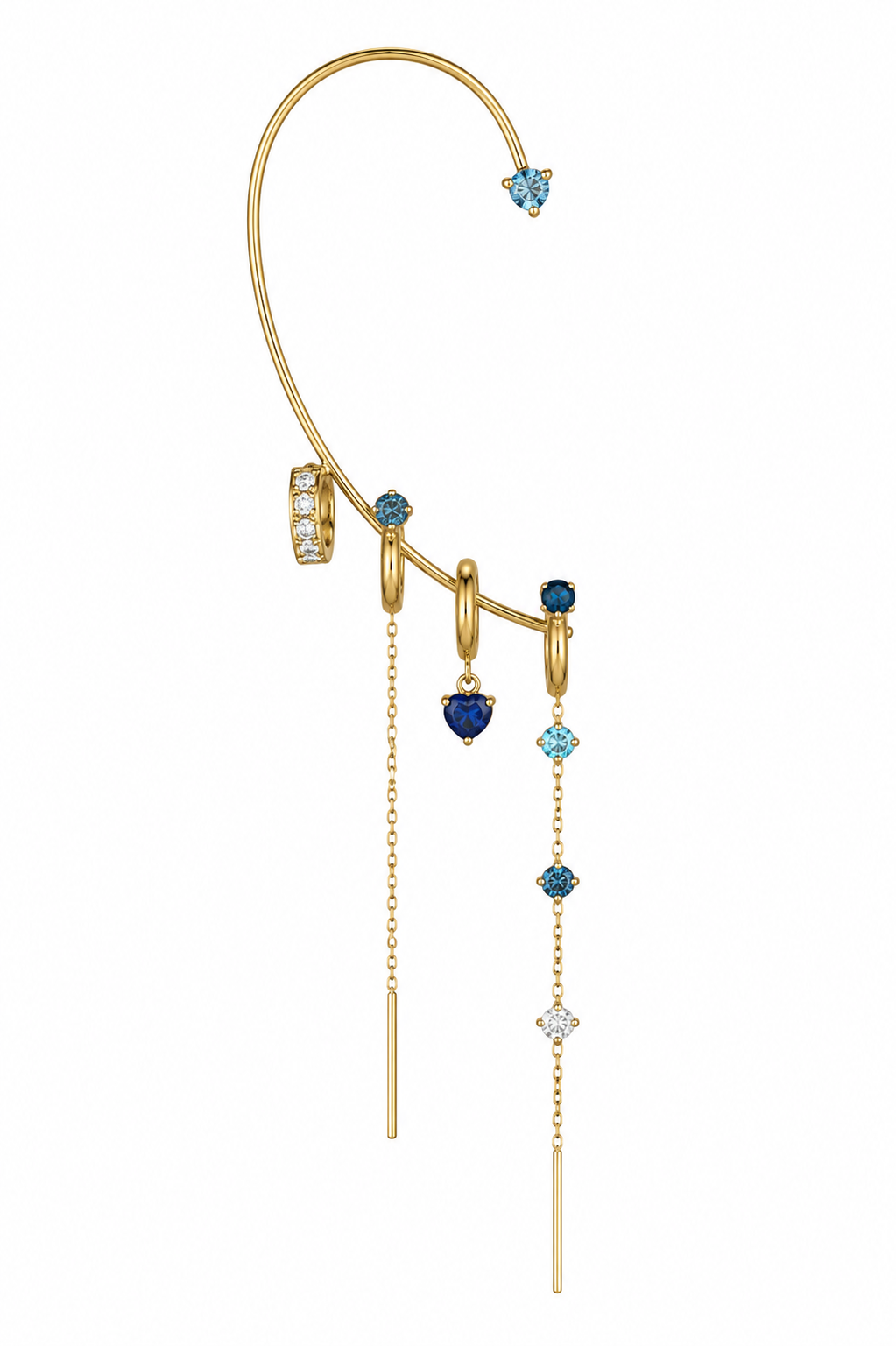 Ear cuff pendente con cristalli - Modello 2