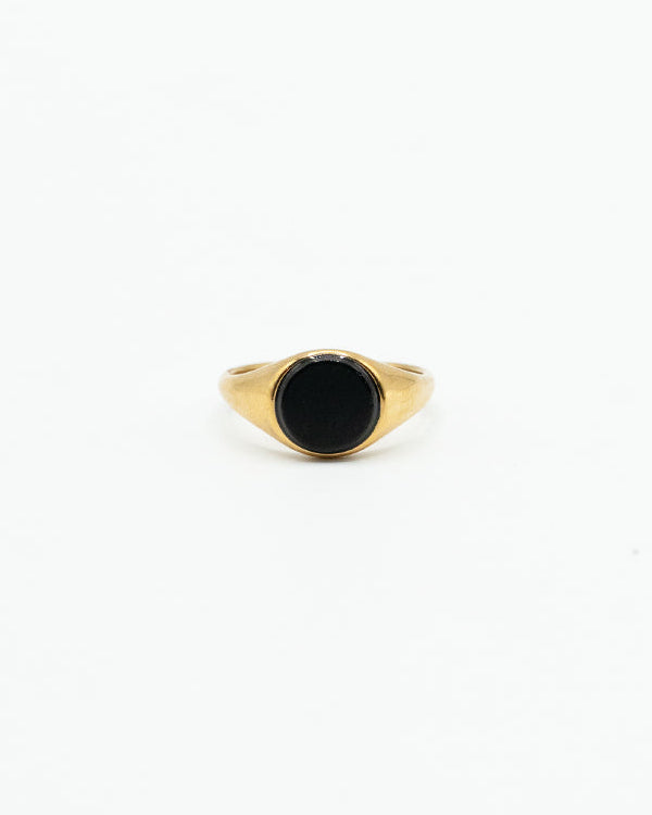 Anello - Anello pietra nera oro