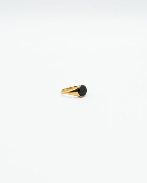 Anello - Anello pietra nera oro