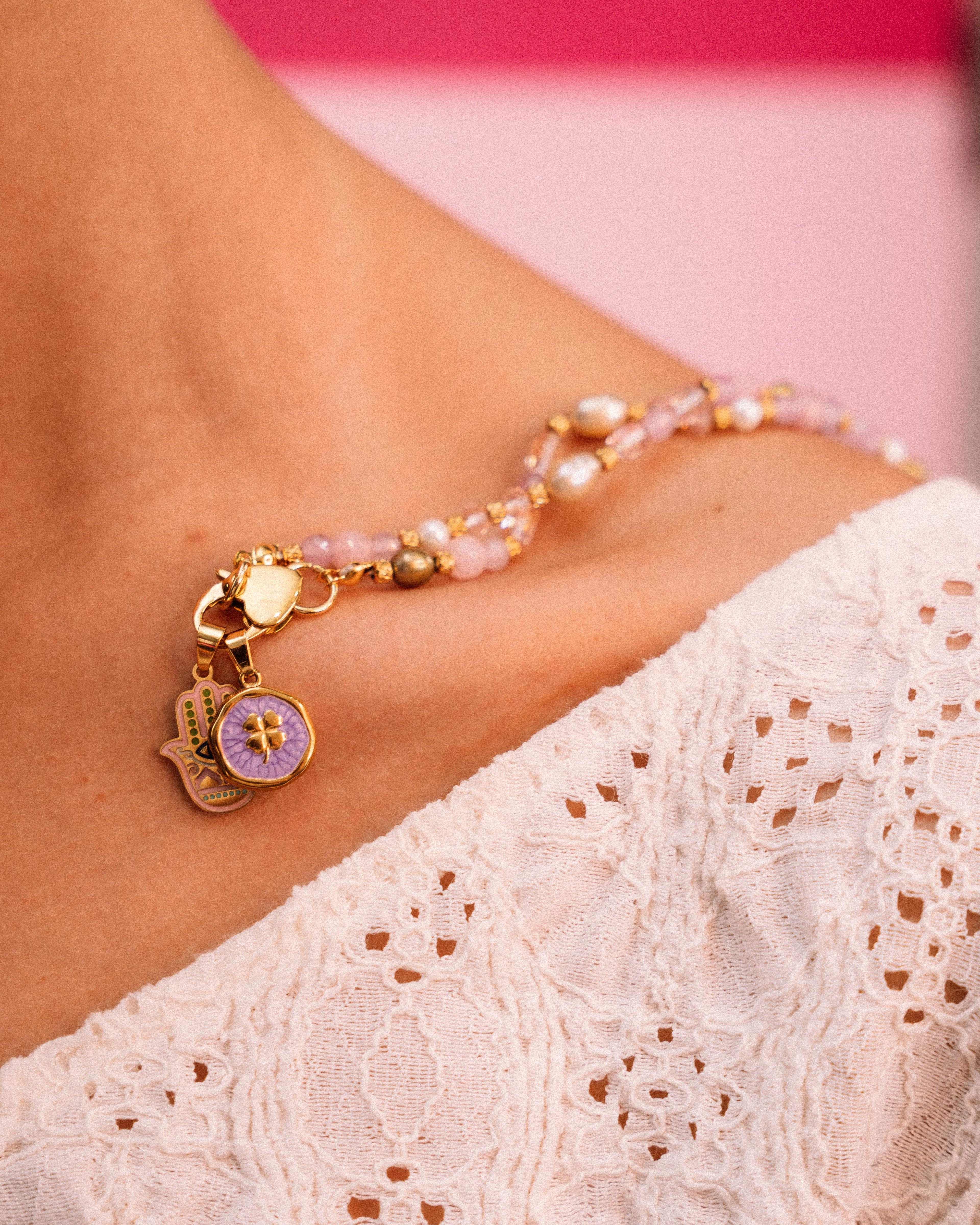 Collana - Haribo pietre lilla e charm