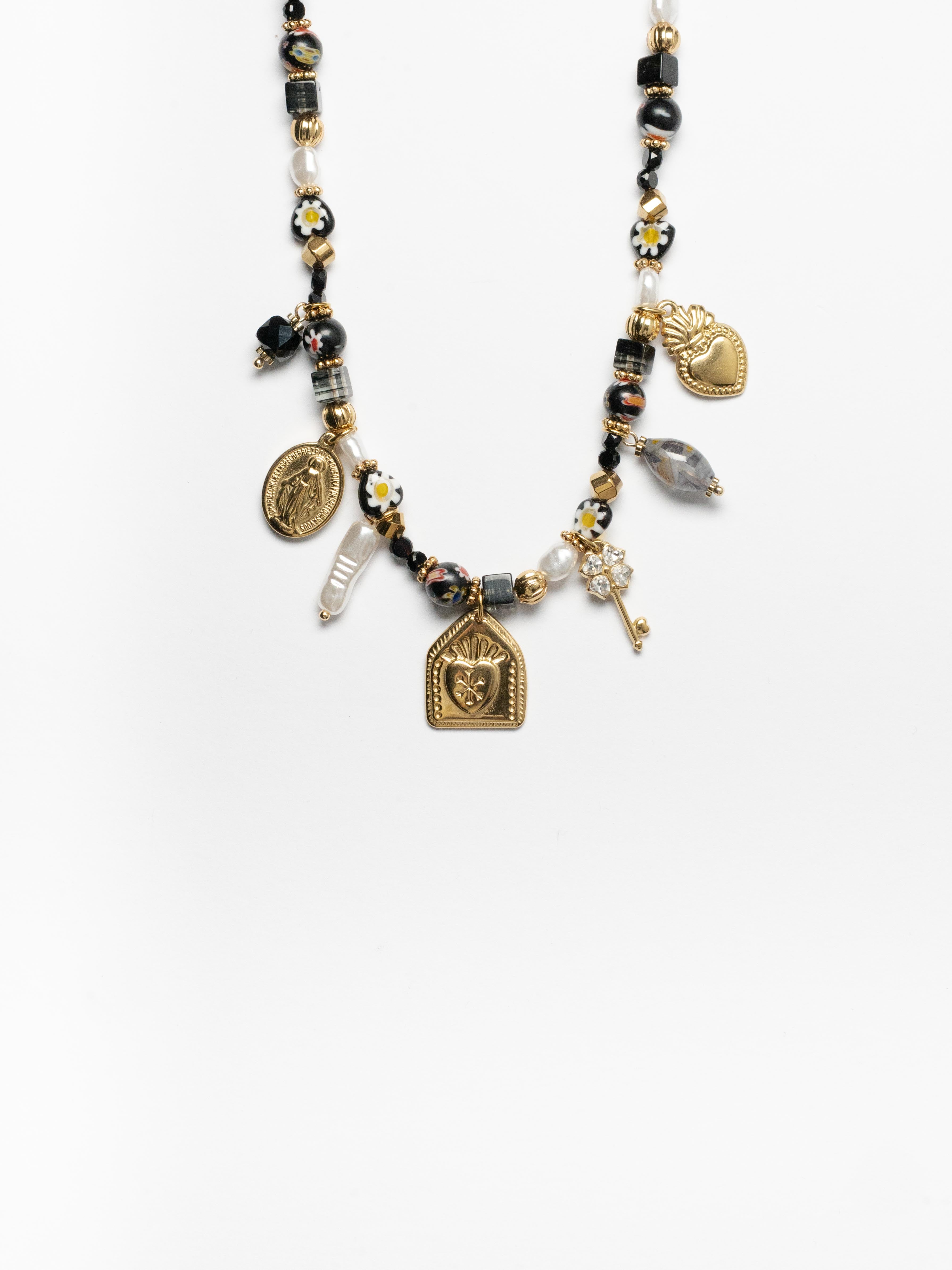 Collana - Lady pietre nere e ciondoli