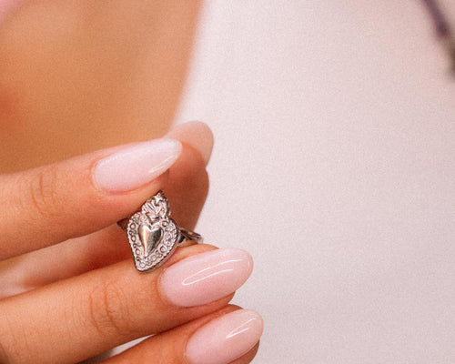 Anello - Cuore sacro argento