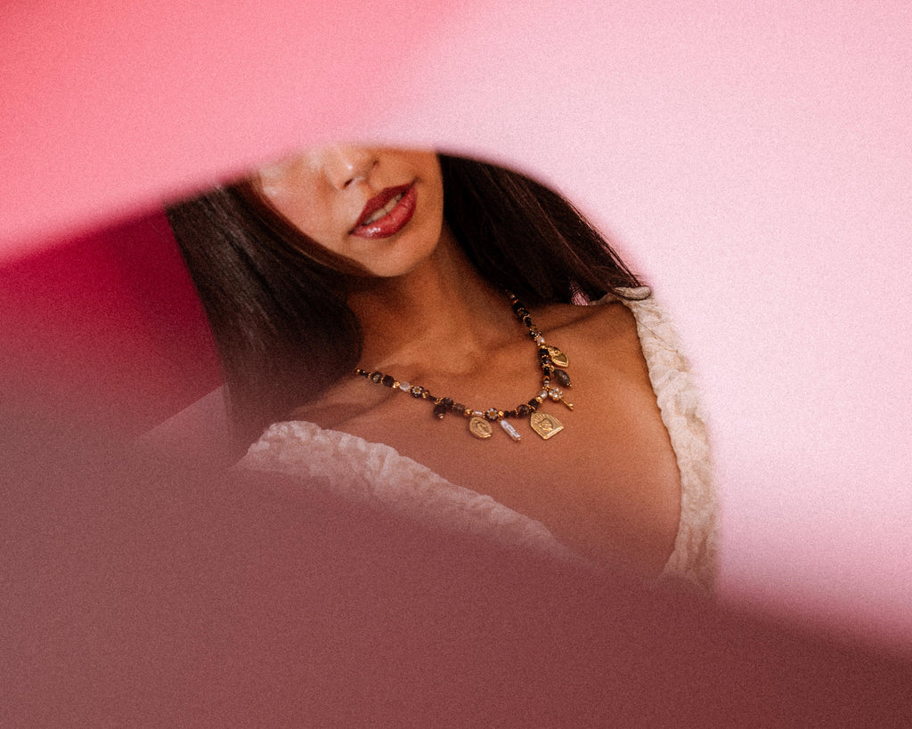 Collana - Lady pietre nere e ciondoli