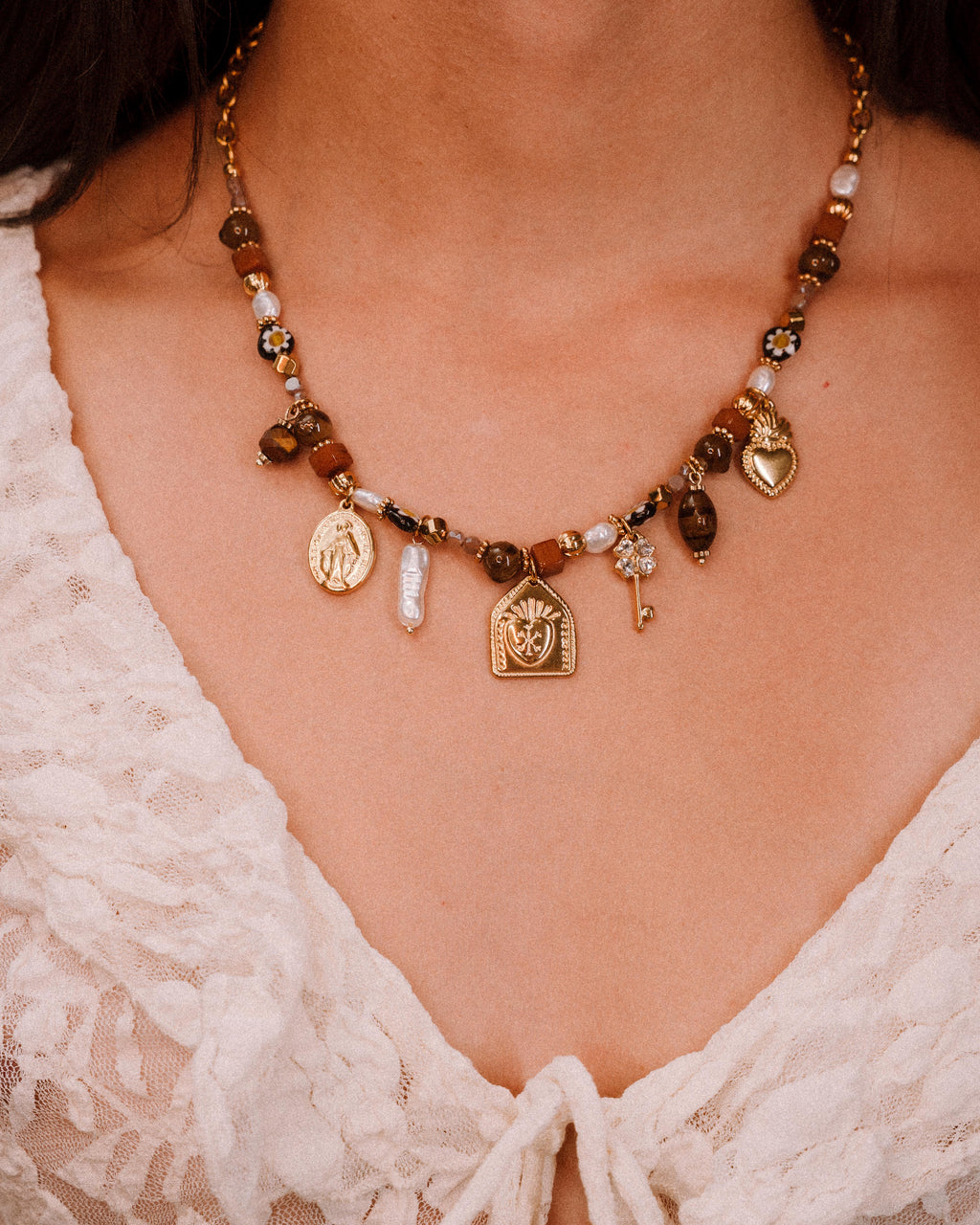 Collana - Lady pietre e charms